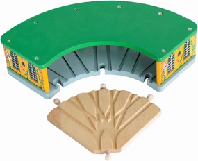 Wooden Train Round House Fun Development Wooden Train Track Accessories Wood Train Shed Wood Train Toy for Preschool Child