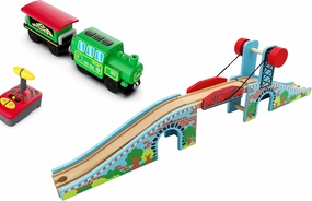 Wooden Train Track Accessories of Train Bridge and Remote Control Train Vehicle for Wood Railway Track Set