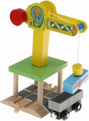 Wooden Trains Railway Set Compatible Accessories Track Crane   Freight Car