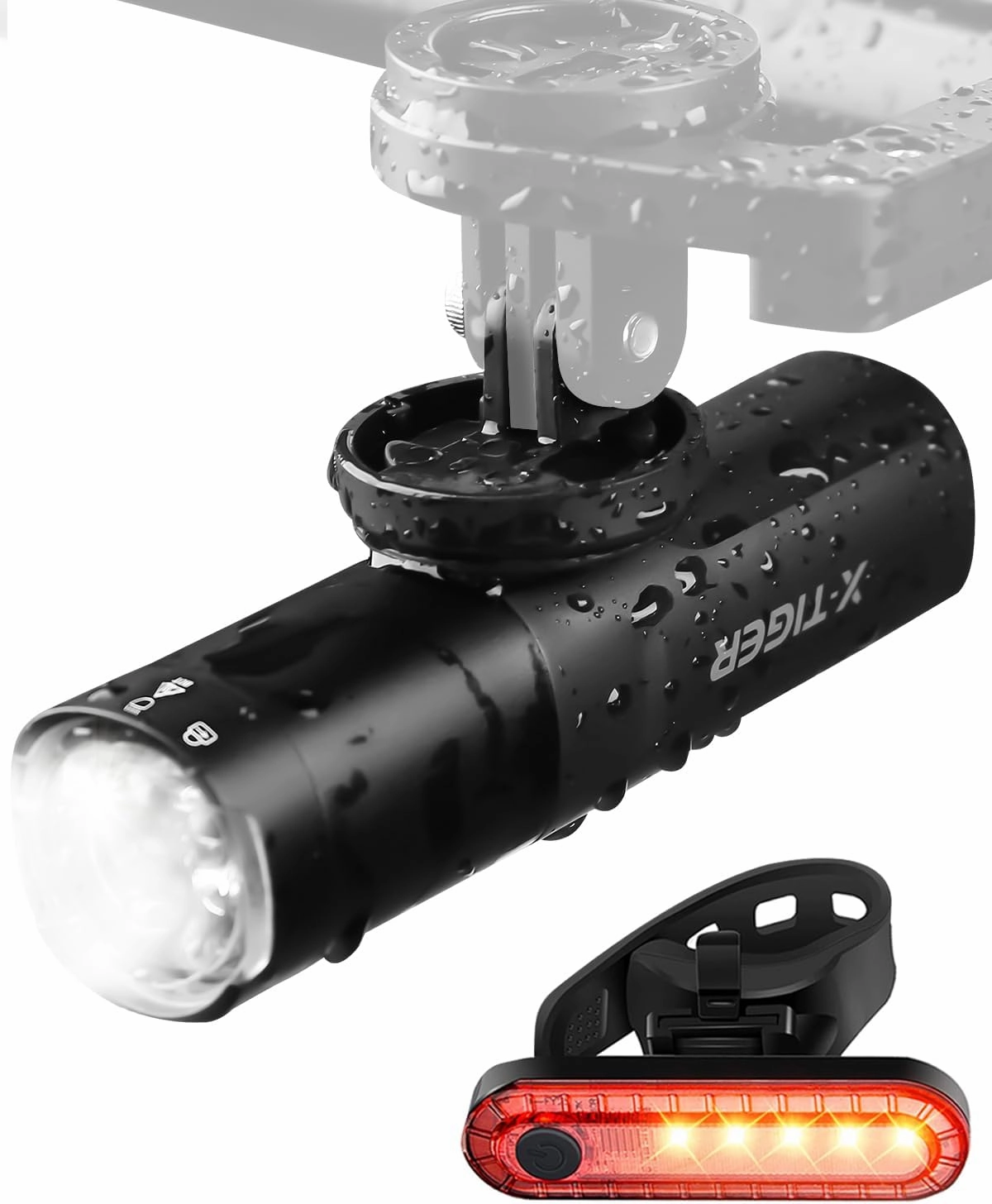 X-TIGER Bike Lights Front and Back for Night Riding, USB-C Rechargeable Bicycle Light with 6 4 Modes, IP66 & Anti-Dazzled Bike Headlight for Urban Cyclists