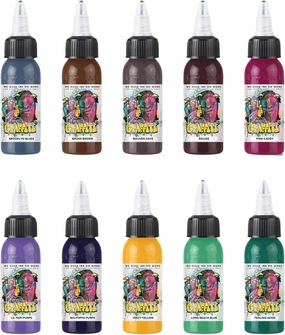 Xtreme Ink 10 Color Kyle Warwick Psychedelic Graffiti Set, UV-Free Brilliance, Ethical, Water-Based, Vegan, and Safe (Set of 10, 1 oz)