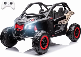 XXXL 24V 2 Seater Kids UTV with Remote Control Licensed Can-Am Maverick UTV 4WD Ride On Toy for Big Kids Ride On Truck with EVA Wheels, LED Headlight, Music Player, Shock Absorber, Black