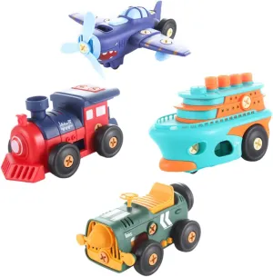 Yardwe 1Set Creative DIY Disassemble Electric Automobile Set Retro Train and Plane Puzzle for Engaging Assemble for Hands Learning and Imagination Development Boys