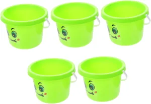 Yardwe Boys and Girls Beach Toy Bucket 5pcs Pp Plastic Portable Play Set Bright Colors