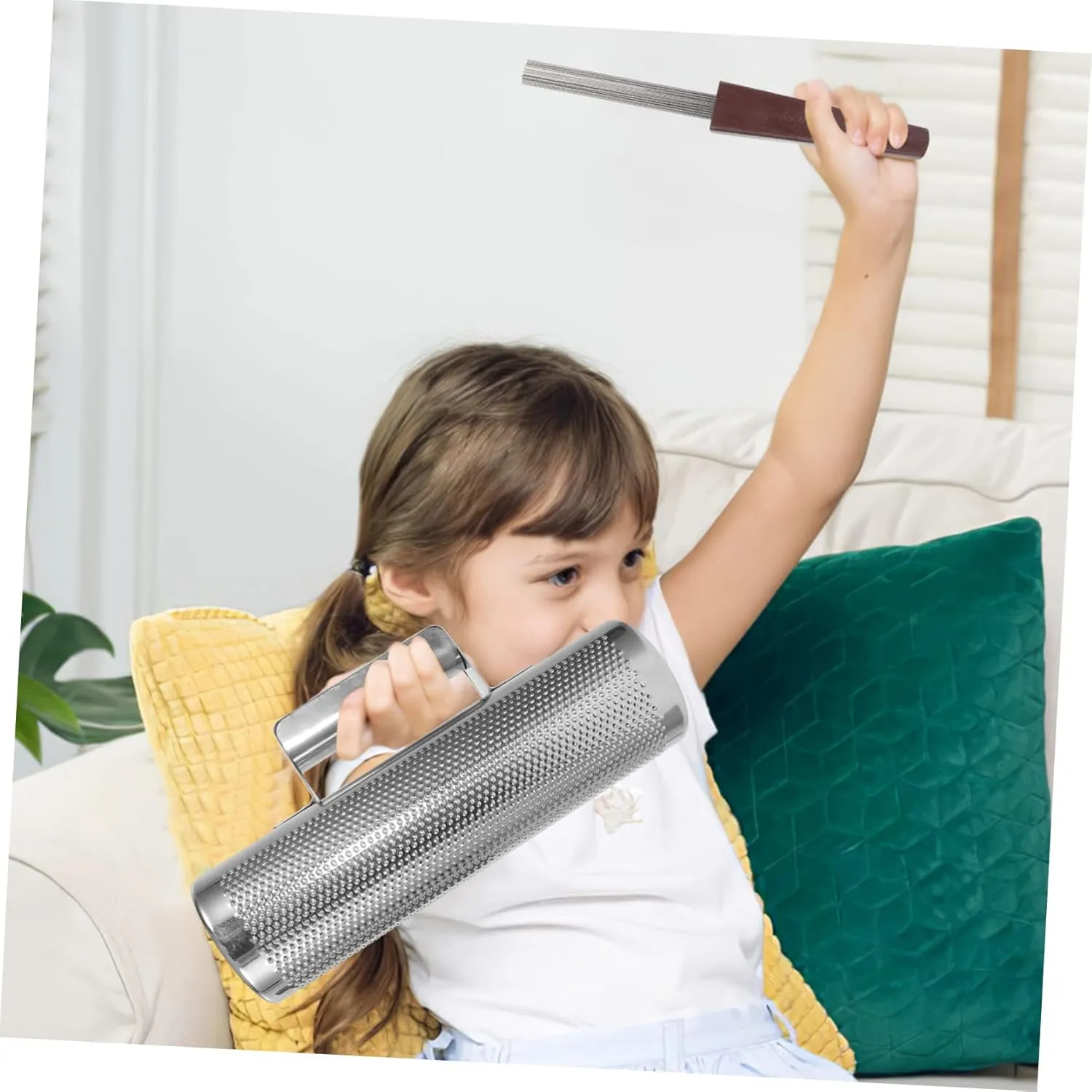 YARNOW 1 Set Professional Guiro Instrument for Metal Percussion Education with Scraper for Music Learning Birthday and Early Childhood Development