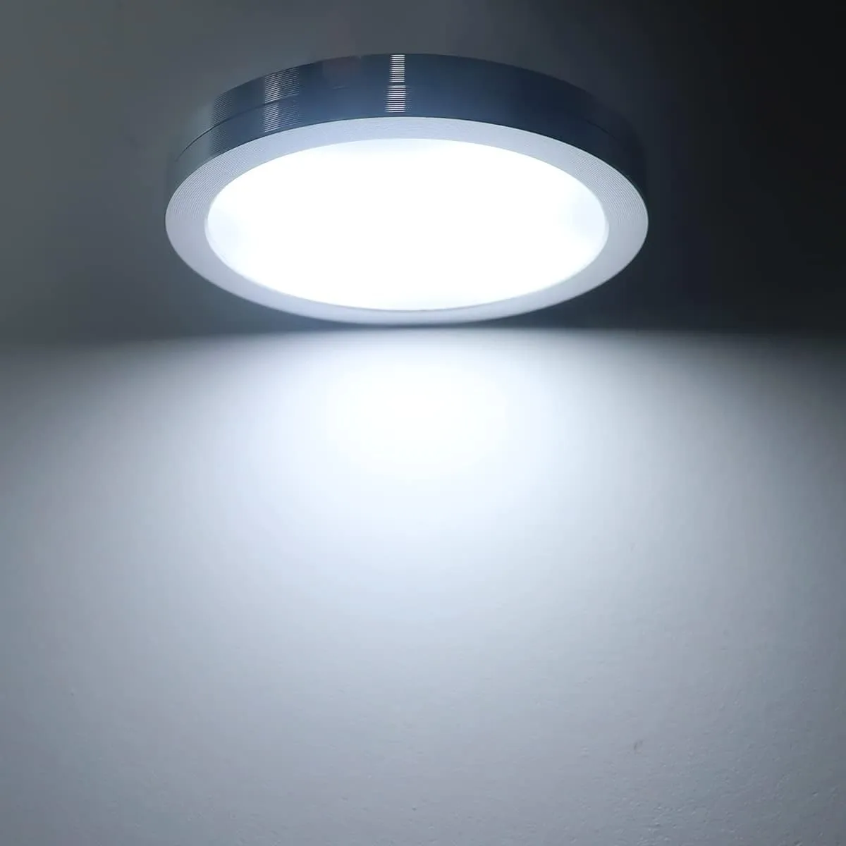 YGS-Tech LED Under Cabinet Lighting Kit, 1020 Lumens LED Puck Light, 5000K Daylight White, CRI90 , Touch Dimming, Silver Trim All Accessories Included, for Kitchen, Closet Lights, Safe Light, 6-Pack