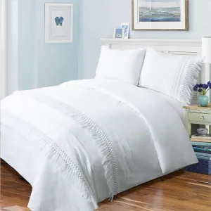 YINFUNG White Fringe Duvet Cover Set Queen Tassel Boho100% Cotton Macrame Textured Crochet 90x90 Fringe Elegant Bright Quilt Cover 3PC Bedding Set Lace Trim Woven Zipper Minimalist