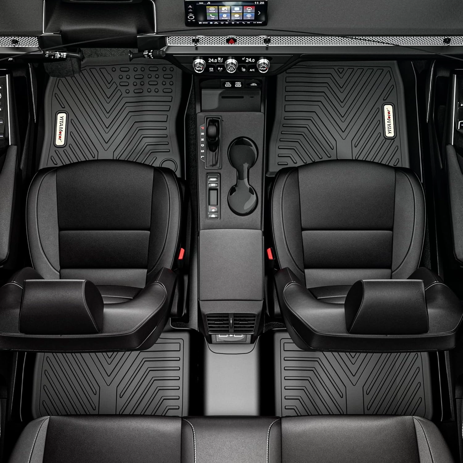 YITAMOTOR Floor Mats Compatible with Toyota Tundra, Custom Fit Floor Liners for 2014-2021 Toyota Tundra Double Cab & Crew Max Cab, 1st & 2nd Row All Weather Protection