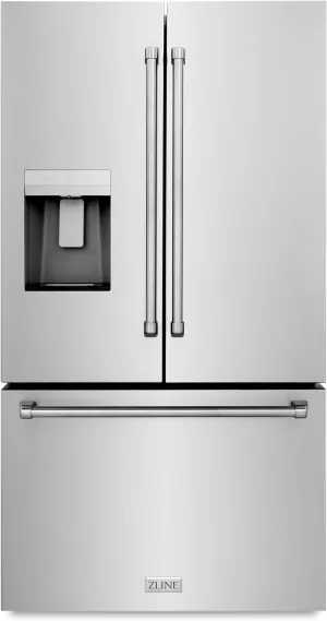 Z Line Kitchen and Bath ZLINE 36 in. 28.9 cu. ft. Standard-Depth French Door External Water Dispenser Refrigerator with Dual Ice Maker in Fingerprint-Resistant Stainless Steel (RSM-W-36)