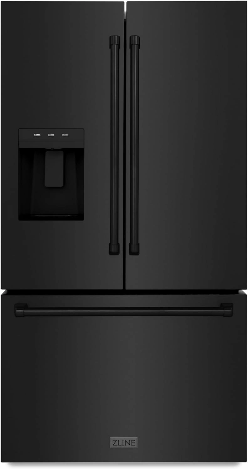 Z Line Kitchen and Bath ZLINE 36 in. 28.9 cu. ft. Standard-Depth French Door External Water Dispenser Refrigerator with Dual Ice Maker in Fingerprint-Resistant Black Stainless Steel (RSM-W-36-BS)
