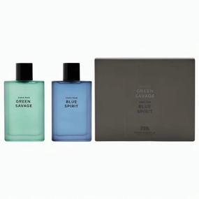 Zara Man Green Savage   Blue Spirit Cologne for Men Fragrance Set EDT Eau De Toilette 2x 90 ML (3.04 FL OZ)