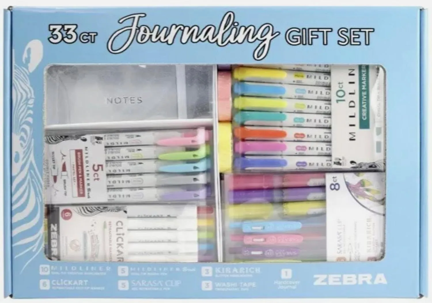 ZEBRA 33ct Journaling Gift Set, Comprehensive Collection of Tools for Bullet Journaling, Planning, and Creative Projects