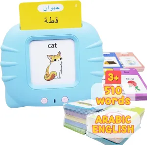 ZEENKIND Arabic & English Talking Flash Cards with 510 Sight Words for Toddlers 2 3 4 5 6 Years Old, Learn Arabic for Kids, Audible Pocket Speech Early Learning Bilingual Flashcard Toys, 255 Cards