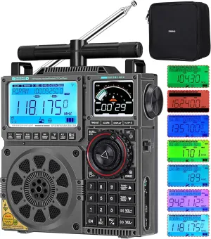 ZHIWHIS Shortwave Radio with SSB and Extra Antenna, AM FM CB LW AIR VHF UHF SW WB SSB Receiver, NOAA Weather/Antenna Tuner/APP Control/Bluetooth/20W Speaker/1600 Presets/Rechargeable Radios ZWS-C919