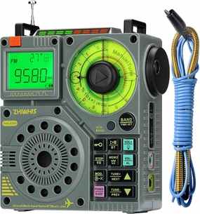 ZHIWHIS Shortwave Radio with Bluetooth and APP Control, AIR AM FM VHF SW WB Portable Receiver, Super Bass/5 Types of Light Effects/6 EQ/Recording Rechargeable Stereo Emergency Radios Player ZWS-A320