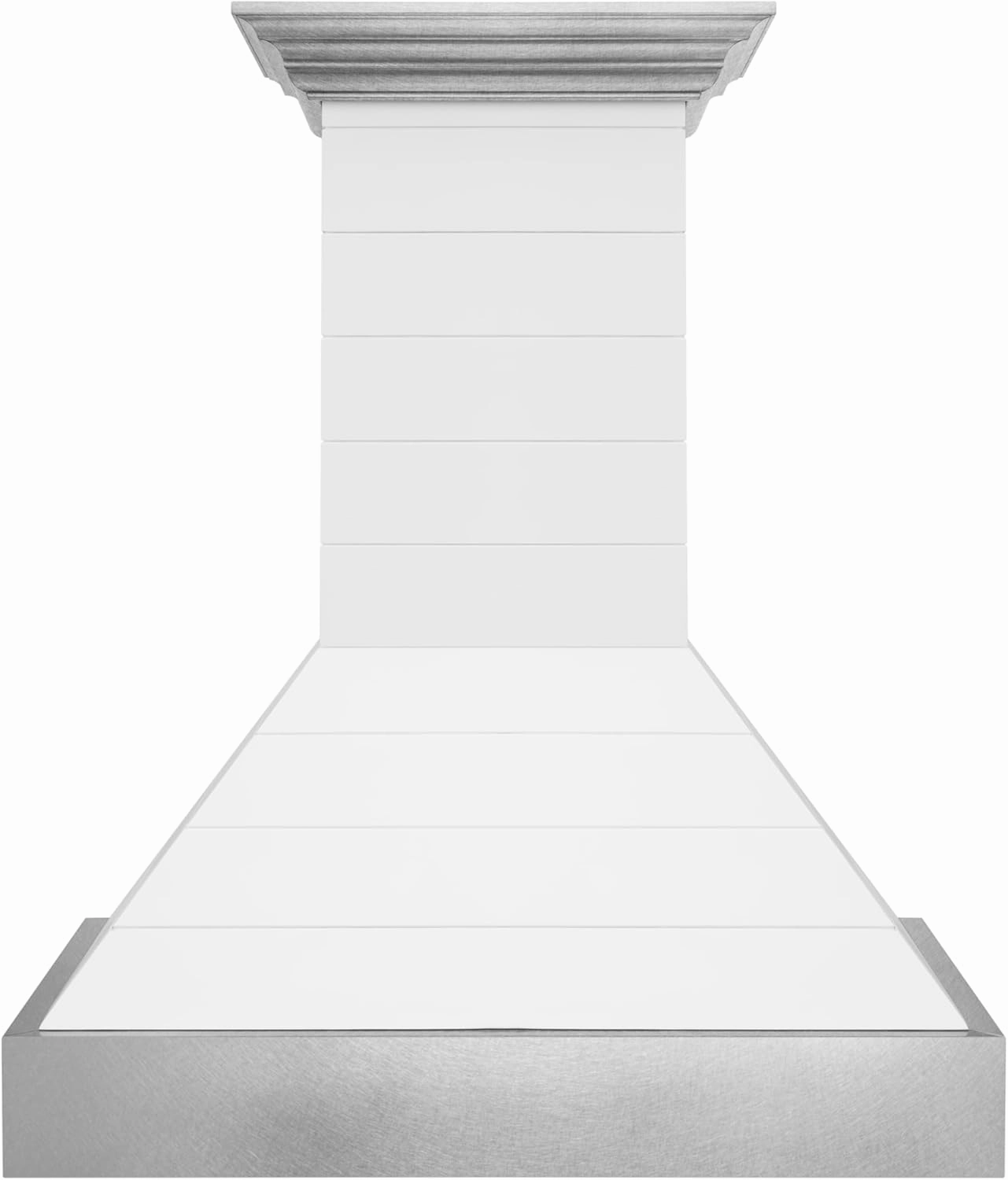 ZLINE 36 in. Wooden Wall Mount Range Hood in Rustic Shiplap Bright White Finish with Stainless Steel Accents (365WW-36)